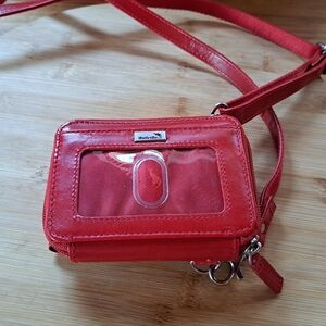 WalletBe Crossbody Purse by Dimo Gear, Red Leather Accordion Style Wallet